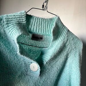 Vintage Light Teal Cowl Neck Sweater